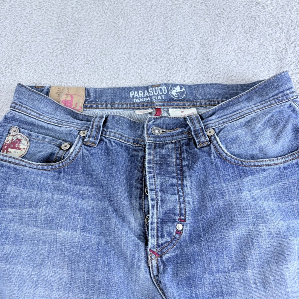 Parasuco Denim Cult Straight Leg Jeans Women 32 Blue Distressed Y2K Vintage - Picture 15 of 16